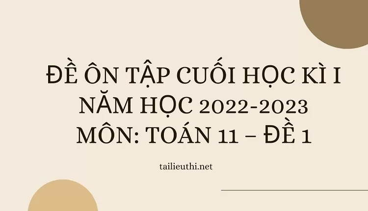 ĐỀ ÔN TẬP CUỐI HỌC KÌ I NĂM HỌC 2022-2023 MÔN: TOÁN 11 – ĐỀ 1...