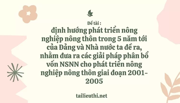 giải pháp phân bổ vốn NSNN cho phát triển nông nghiệp nông thôn ...