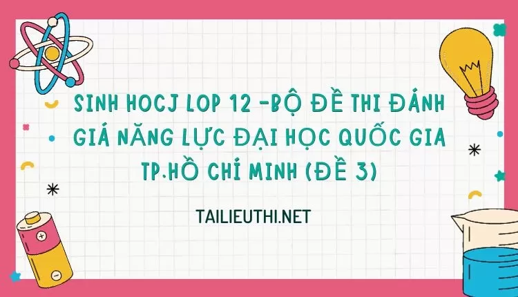 BỘ ĐỀ THI ĐÁNH GIÁ NĂNG LỰC ĐẠI HỌC QUỐC GIA TP.HỒ CHÍ MINH (ĐỀ 3)