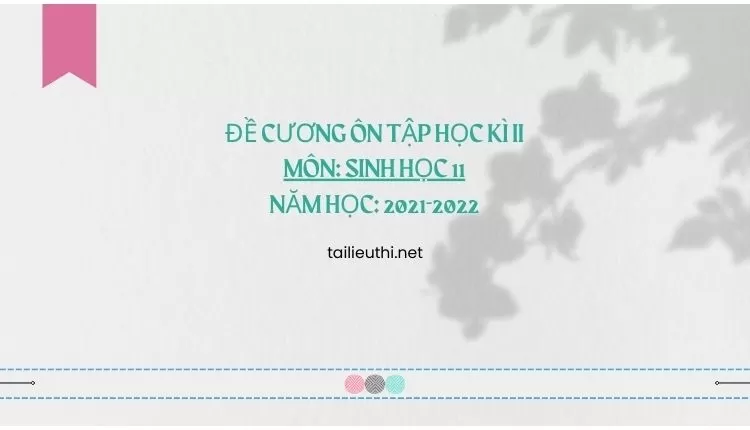 ĐỀ CƯƠNG ÔN TẬP HỌC KÌ II MÔN: SINH HỌC 11 NĂM HỌC: 2021-2022