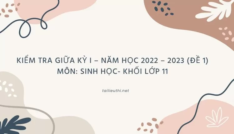 KIỂM TRA GIỮA KỲ I – NĂM HỌC 2022 – 2023 (ĐỀ 1) MÔN: SINH HỌC- KHỐI LỚP 11