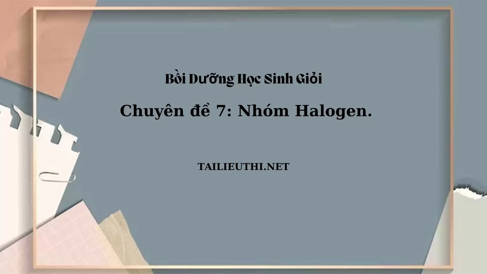 Chuyên đề bồi dưỡng học sinh giỏi: Chuyên đề 7-Nhóm halogen