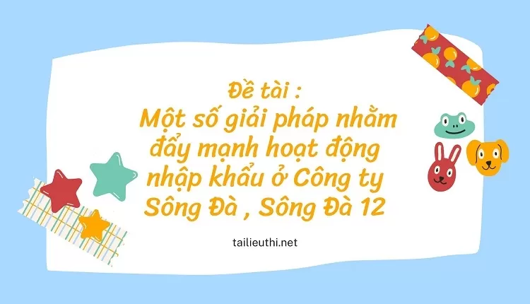 đẩy mạnh hoạt động nhập khẩu ở Công ty Sông Đà , Sông Đà 12