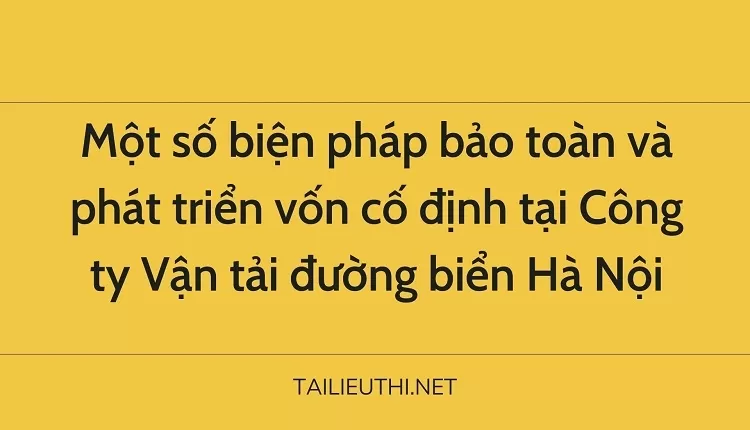 Một số biện pháp bảo toàn và phát triển vốn cố định tại Công ty Vận tải đường biển Hà Nội