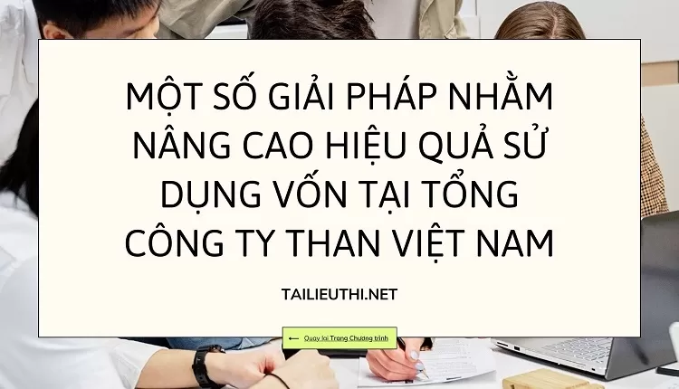 Một số giải pháp nhằm nâng cao hiệu quả sử dụng vốn tại Tổng công ty Than Việt Nam