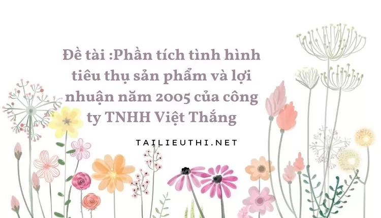 tiêu thụ sản phẩm và lợi nhuận năm 2005 của công ty TNHH Việt Thắng