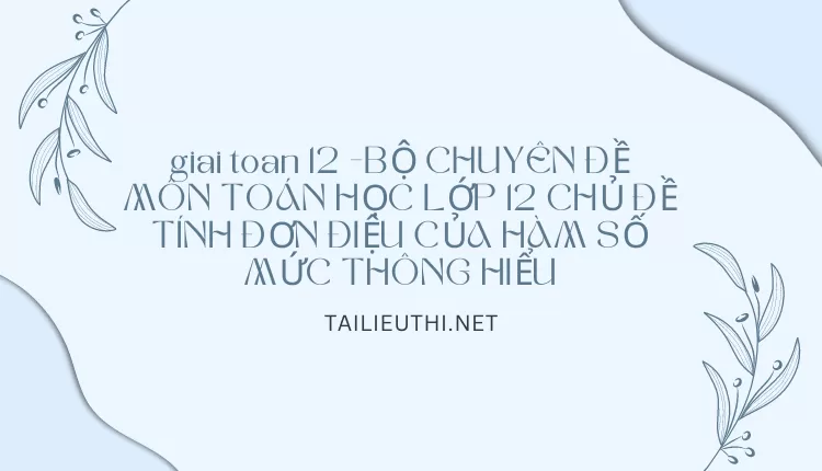 BỘ CHUYÊN ĐỀ MÔN TOÁN HỌC LỚP 12 CHỦ ĐỀ TÍNH ĐƠN ĐIỆU CỦA HÀM SỐ MỨC THÔNG HIỂU