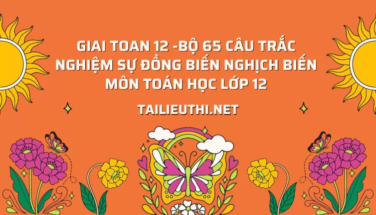 BỘ 65 CÂU TRẮC NGHIỆM SỰ ĐỒNG BIẾN NGHỊCH BIẾN MÔN TOÁN HỌC LỚP 12