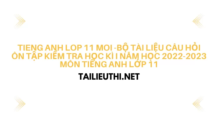 BỘ TÀI LIỆU CÂU HỎI ÔN TẬP KIỂM TRA HỌC KÌ I NĂM HỌC 2022-2023 MÔN TIẾNG ANH LỚP 11