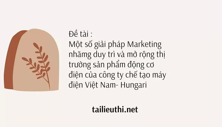 mở rộng thị trường sản phẩm động cơ điện của công ty chế tạo máy điện Việt Nam- Hungari,,..