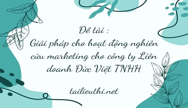 Giải pháp cho hoạt động nghiên cứu marketing cho công ty Liên doanh Đức Việt TNHH,,...