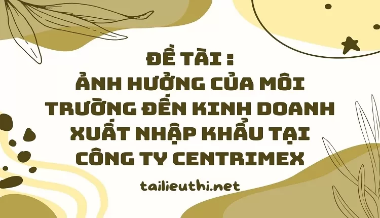 Ảnh hưởng của môi trường đến kinh doanh xuất nhập khẩu tại  Công ty Centrimex,...