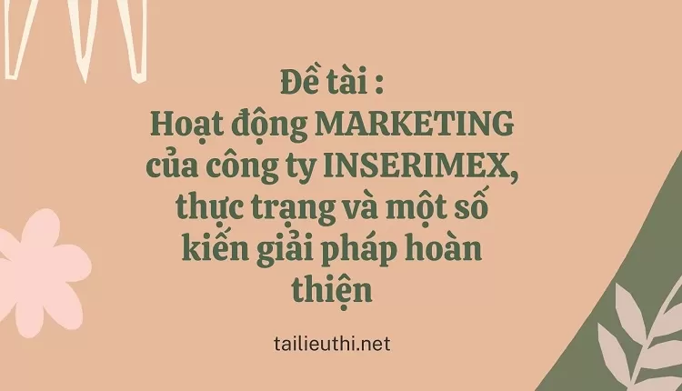 Hoạt động MARKETING của công ty INSERIMEX, thực trạng và một số kiến giải pháp hoàn thiện,..