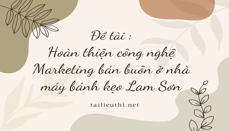 Hoàn thiện công nghệ Marketing bán buôn ở nhà máy bánh kẹo Lam Sơn,,...