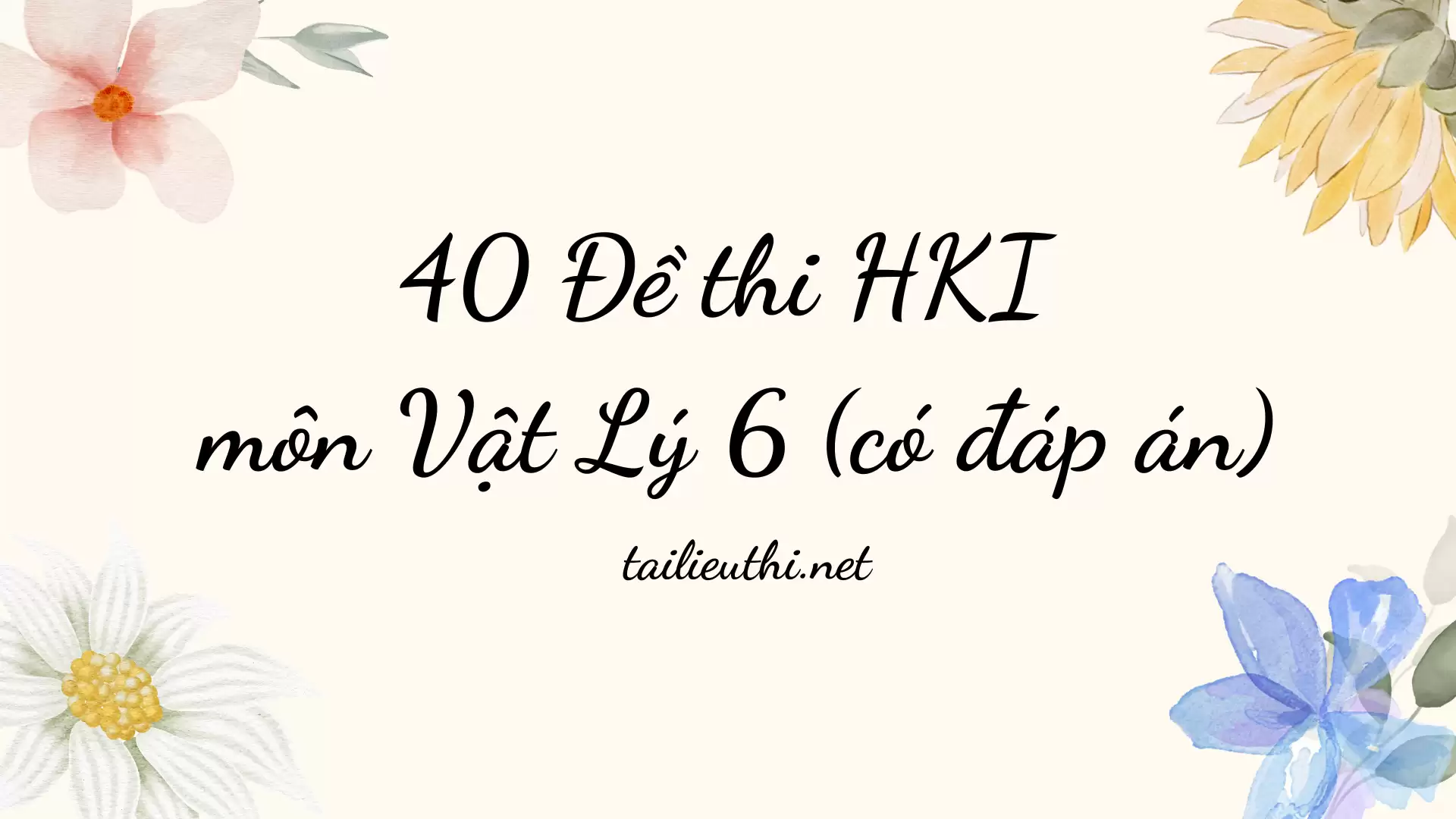 40 Đề thi học kì I môn Vật Lý 6 (có đáp án)