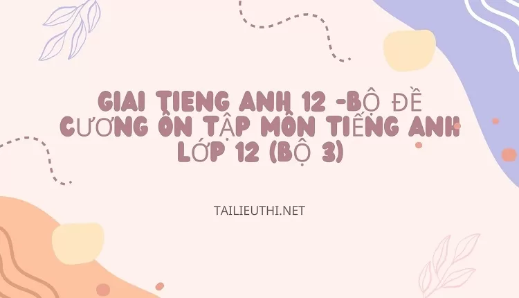 BỘ ĐỀ CƯƠNG ÔN TẬP MÔN TIẾNG ANH LỚP 12 (BỘ 3)