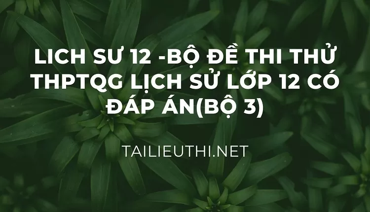 BỘ ĐỀ THI THỬ THPTQG LỊCH SỬ LỚP 12 CÓ ĐÁP ÁN(BỘ 3)