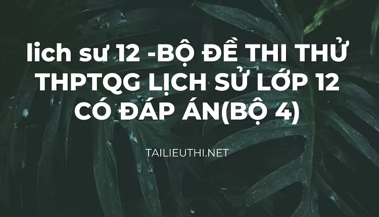 BỘ ĐỀ THI THỬ THPTQG LỊCH SỬ LỚP 12 CÓ ĐÁP ÁN(BỘ 4)