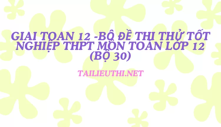 BỘ ĐỀ THI THỬ TỐT NGHIỆP THPT MÔN TOÁN LỚP 12 (BỘ 30)