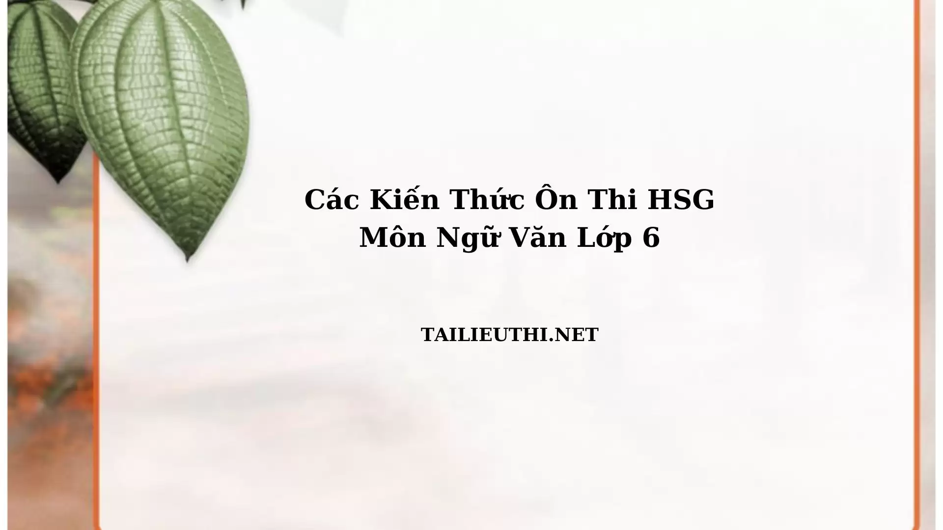 Các kiến thức ôn thi HSG văn lớp 6 sách mới