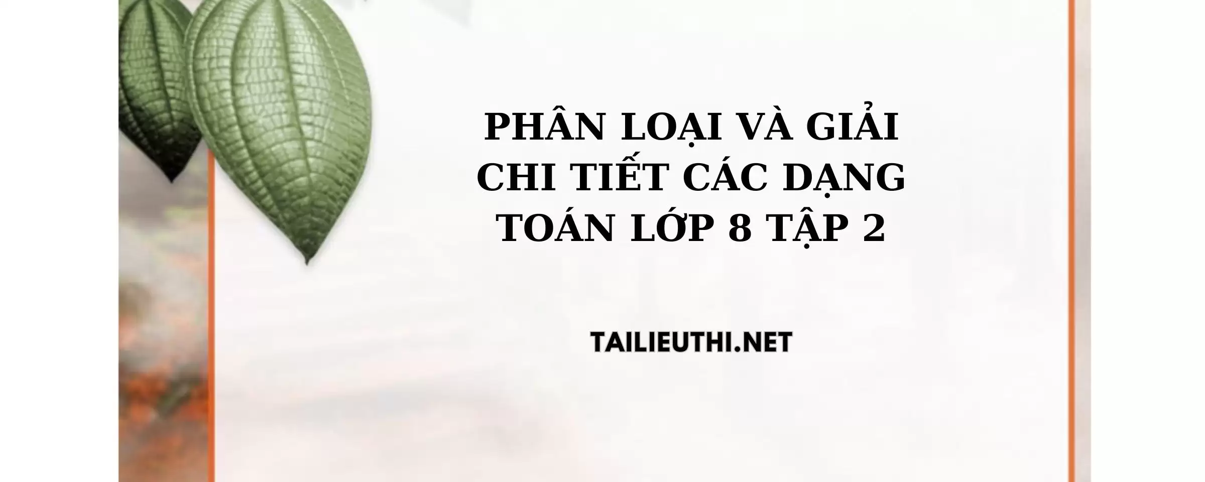 Phân loại và giải chi tiết các dạng bài tập toán lớp 8 tập 2