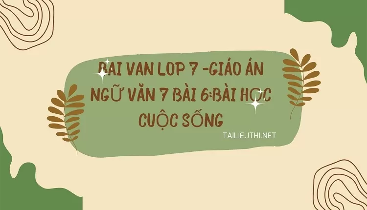 bai van lop 7 -GIÁO ÁN NGỮ VĂN 7 Bài 6:BÀI HỌC CUỘC SỐNG