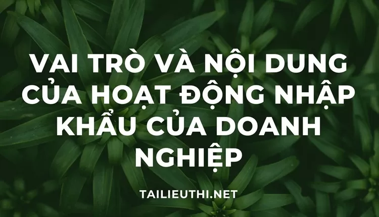 Vai trò và nội dung của hoạt động nhập khẩu của doanh nghiệp