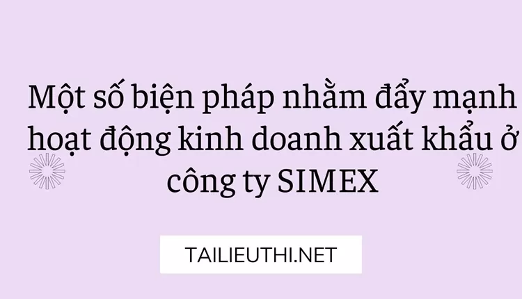 Một số biện pháp nhằm đẩy mạnh hoạt động kinh doanh xuất khẩu ở công ty SIMEX