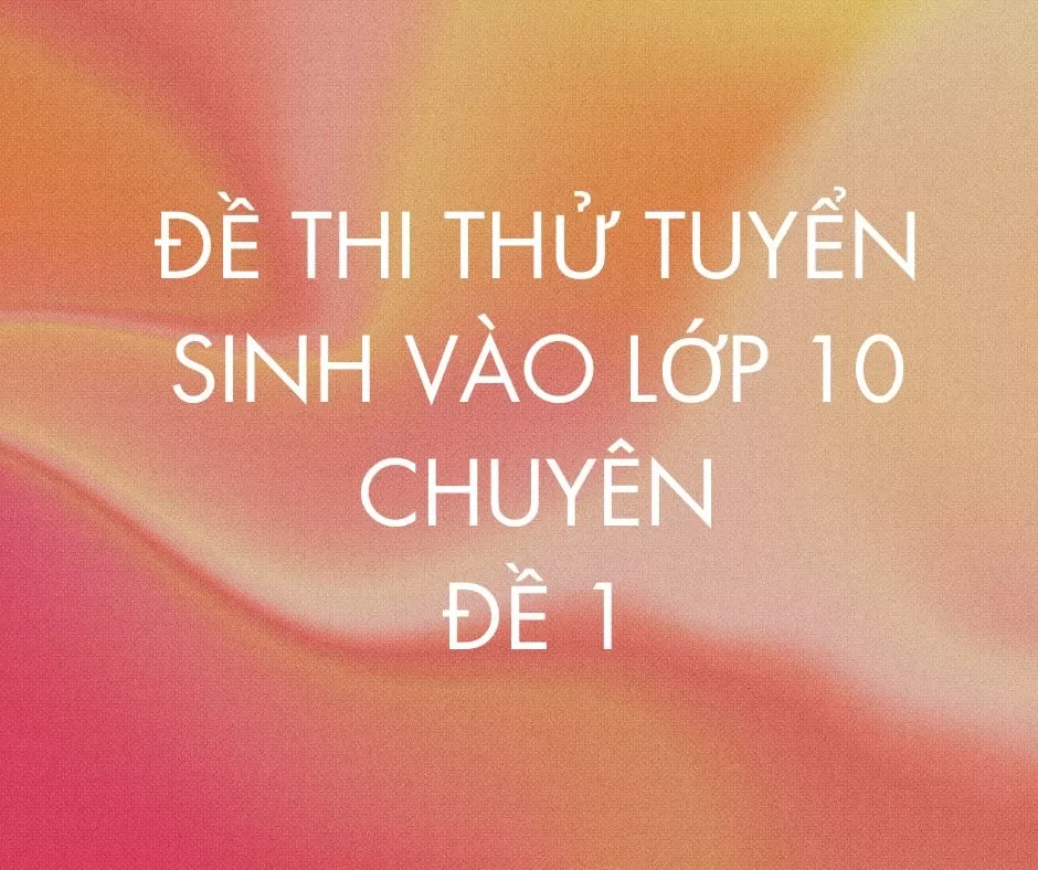 ĐỀ THI THỬ TUYỂN SINH VÀO LỚP 10 CHUYÊN ĐỀ 1