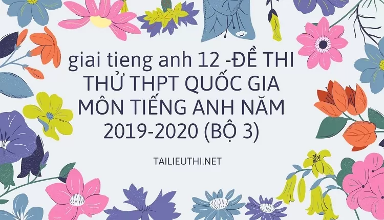 ĐỀ THI THỬ THPT QUỐC GIA MÔN TIẾNG ANH NĂM 2019-2020 (BỘ 3)