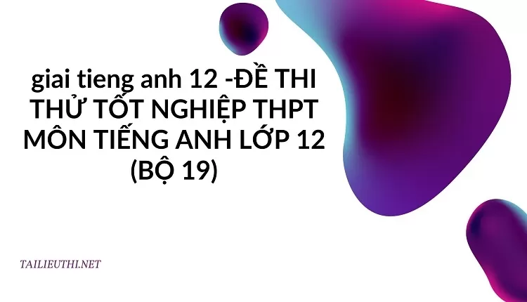 ĐỀ THI THỬ TỐT NGHIỆP THPT MÔN TIẾNG ANH LỚP 12 (BỘ 19)