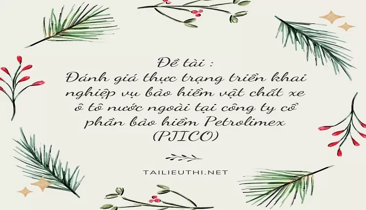 Đánh giá thực trạng triển khai nghiệp vụ bảo hiểm vật chất xe ô tô nước ngoài...