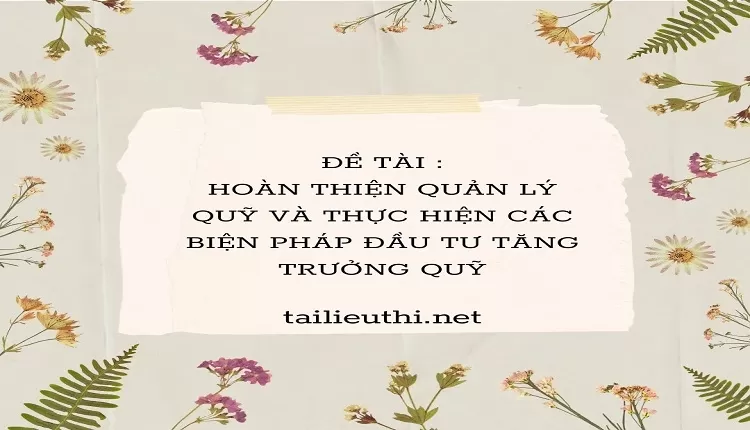 Hoàn thiện quản lý quỹ và thực hiện các biện pháp đầu tư tăng trưởng quỹ....