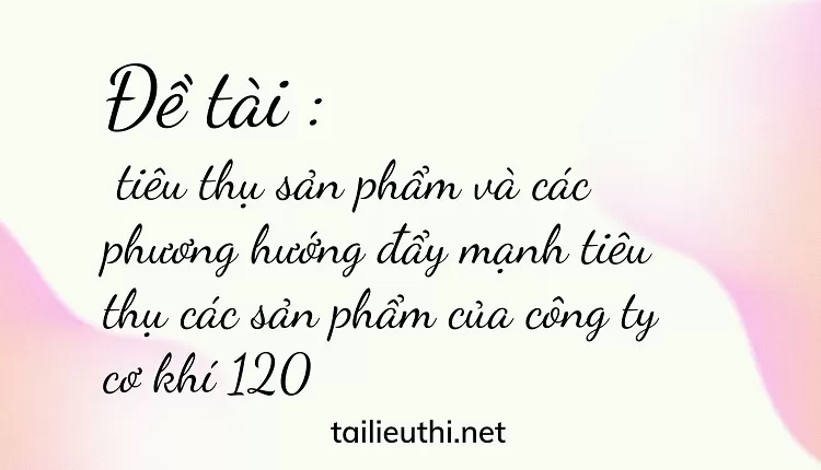 phương hướng đẩy mạnh tiêu thụ các sản phẩm của công ty cơ khí 120