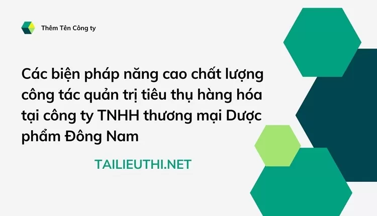 Chất lượng công tác quản trị tiêu thụ hàng hóa tại công ty TNHH thương mại Dược phẩm Đông Nam