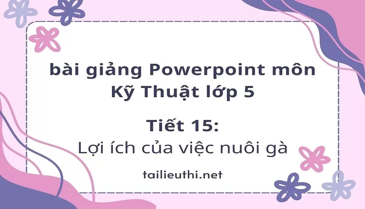 Tiết 15:Lợi ích của việc nuôi gà