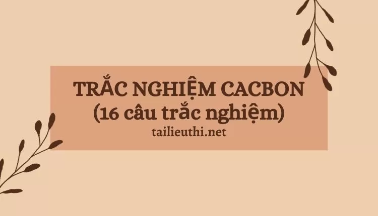 TRẮC NGHIỆM CACBON (16 câu trắc nghiệm)