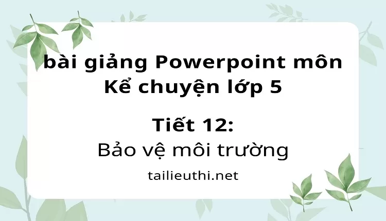 Tiết 12:Bảo vệ môi trường