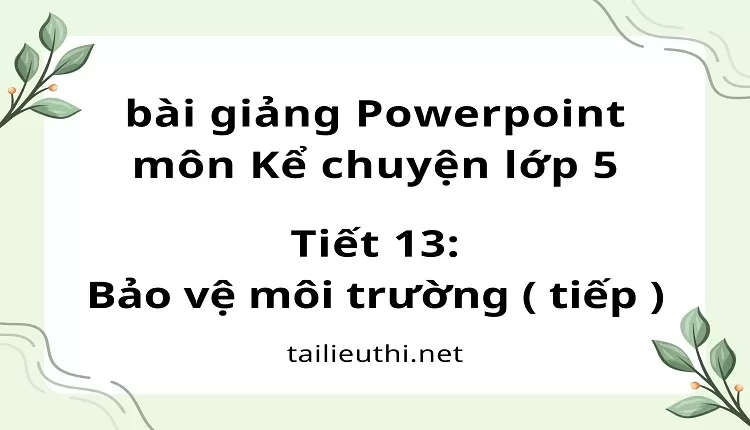 Tiết 13:Bảo vệ môi trường ( tiếp )