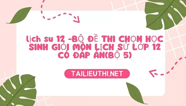 BỘ ĐỀ THI CHỌN HỌC SINH GIỎI MÔN LỊCH SỬ LỚP 12 CÓ ĐÁP ÁN(BỘ 5)