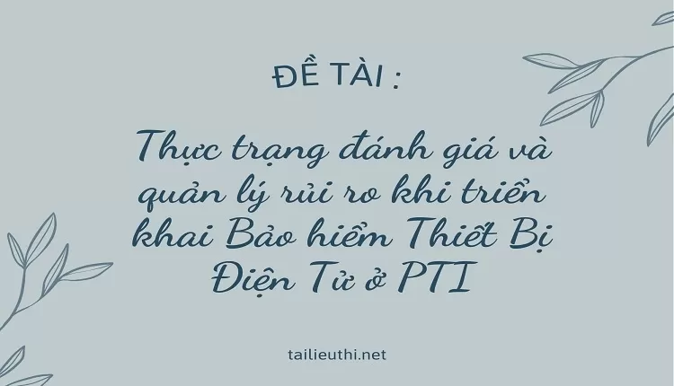 Thực trạng đánh giá và quản lý rủi ro khi triển khai Bảo hiểm Thiết Bị Điện Tử ở PTI...