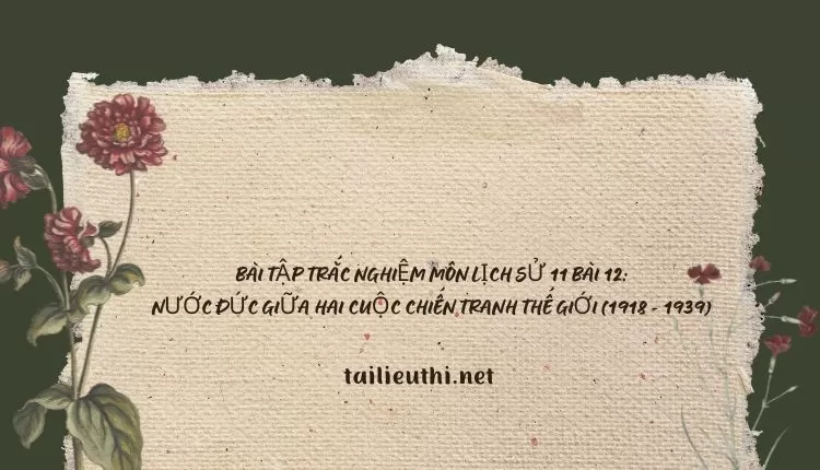 LỊCH SỬ 11 BÀI 12: NƯỚC ĐỨC GIỮA HAI CUỘC CHIẾN TRANH THẾ GIỚI (1918 - 1939)