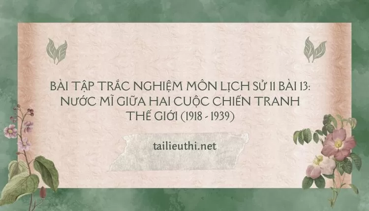 LỊCH SỬ 11 BÀI 13: NƯỚC MĨ GIỮA HAI CUỘC CHIẾN TRANH THẾ GIỚI (1918 - 1939)