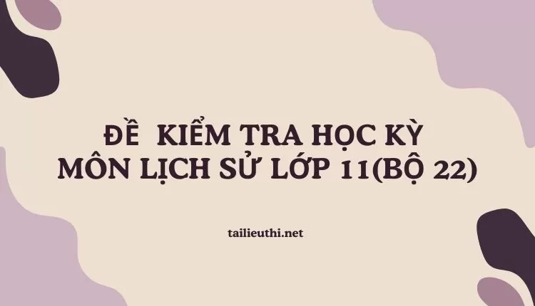 ĐỀ  KIỂM TRA HỌC KỲ  Môn LỊCH SỬ LỚP 11(bộ 22) ( đa dạng và chi tiết )...