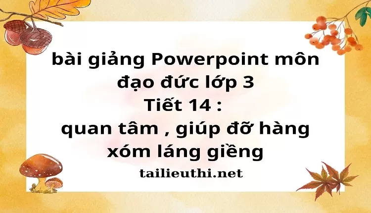 Tiết 14 : quan tâm , giúp đỡ hàng xóm láng giềng