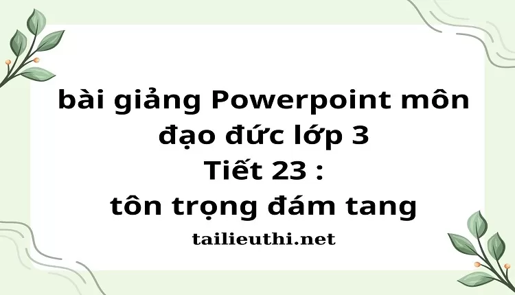 Tiết 23 : tôn trọng đám tang