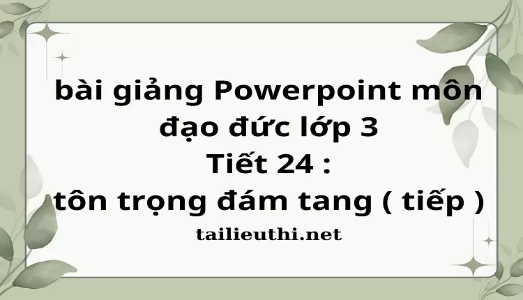 Tiết 24 : tôn trọng đám tang ( tiếp )