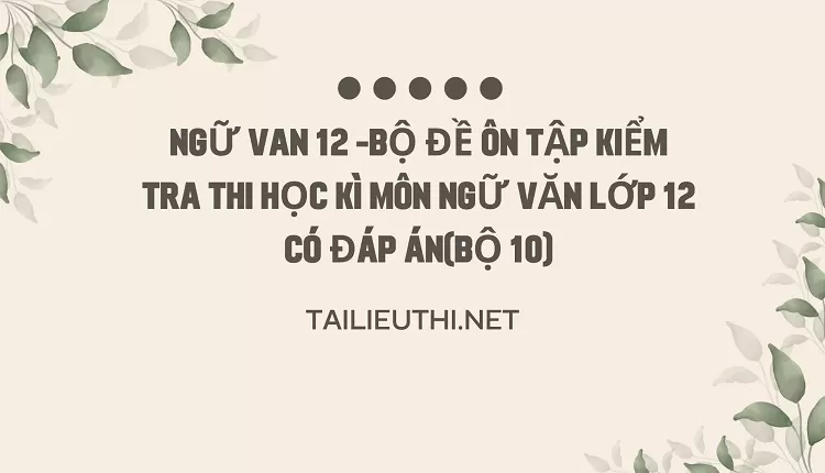 BỘ ĐỀ ÔN TẬP KIỂM TRA THI HỌC KÌ MÔN NGỮ VĂN LỚP 12 CÓ ĐÁP ÁN(BỘ 10)