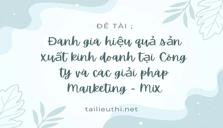 Đánh giá hiệu quả sản xuất kinh doanh tại Công ty và các giải pháp Marketing - Mix,..