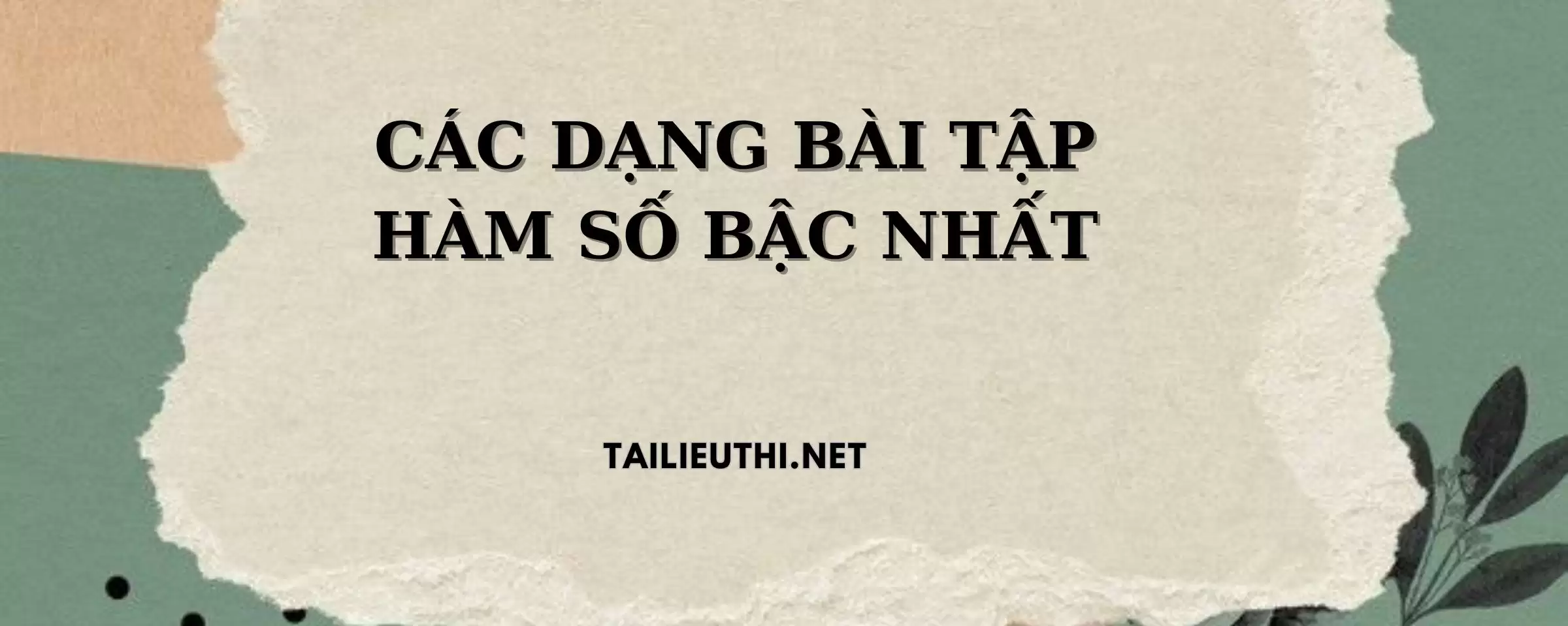 các dạng bài tập về hàm số bậc nhất